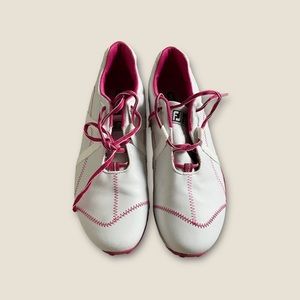Footjoy FJ M Project‎ Golf Shoes Womens Size 9.5 M Spikeless White Pink Lace Up